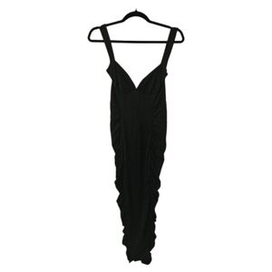 Black ASOS Design Women's Cami Side Ruched Sweetheart Midi Dress